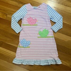 Funtasia Too Adorable 3 Little Birds Appliqué Knit Dress Girls size 6